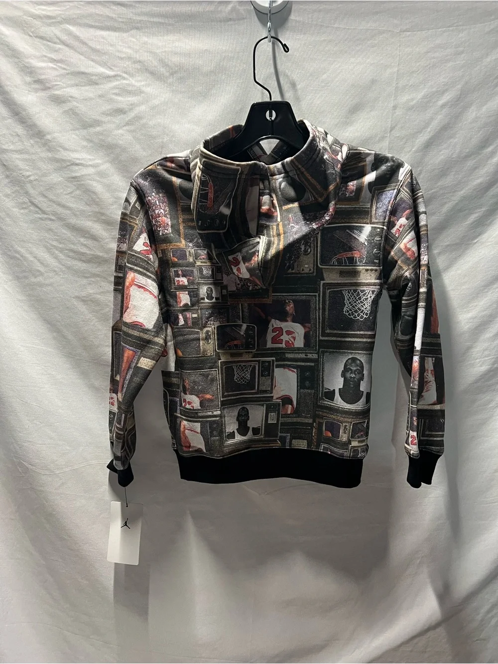 Jordan All-Over‎ Basketball Photo Print Hoodie - Black/Red/Brown